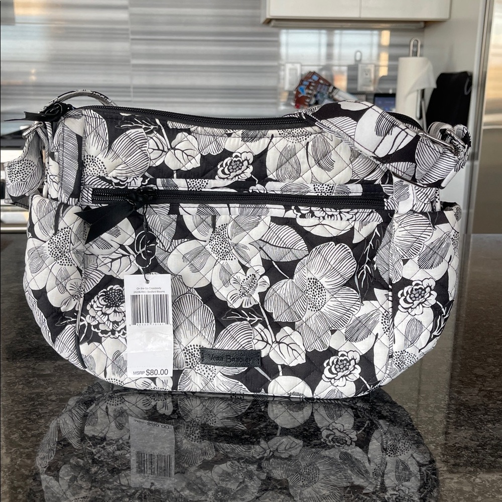 Vera Bradley Crossbody Bedford Blooms Floral Black and White Women's Bag